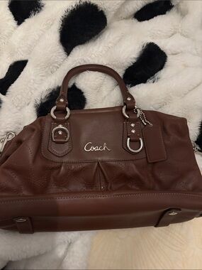 Coach Chestnut Brown Leather Satchel with Silver Hardware